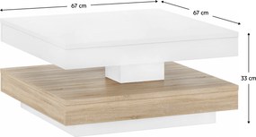 Dohányzóasztal, fehér/ sonoma tölgy, MANDY