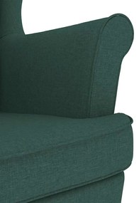 sötétzöld szövet hintaszék lábtartóval