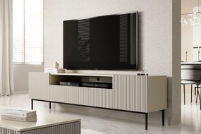 Nicole RTV szekrény 200 cm nyitott polccal és fiókokkal - kasmír / fekete lábak