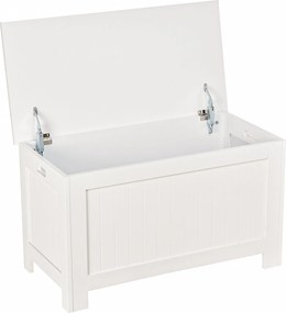 HOMCOM Fehér Tároló Ládája Fedéllel - Sokoldalú Tároló Padló Feljárónak és Nappalinak 81x40x46 cm | Aosom