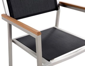 Kerti étkező szett Grosso (fekete) (üveglappal 180x90 cm) (fekete szék). 1011750