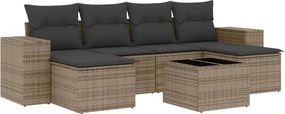 vidaXL 7 részes szürke polyrattan kerti ülőgarnitúra párnákkal