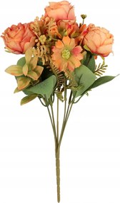 7 Rózsás Csokor Kiegészítőkkel Narancssárga Művirág Dekoráció 30CM