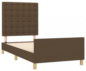 sötétbarna szövet ágykeret fejtámlával 90 x 190 cm
