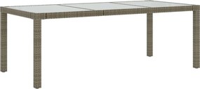 vidaXL szürke polyrattan és edzett üveg kerti asztal 190 x 90 x 75 cm