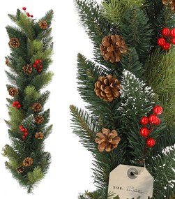 Karácsonyi Karácsonyfa Füzér Mesterséges Sűrű Toboz Lánc Prémium 115 cm