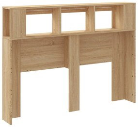 sonoma tölgy színű szerelt fa LED-es fejtámla 140x18,5x103,5 cm