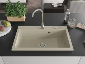 Mexen Elix gránit mosogató 1-medencés 800 x 500 mm, bézs, króm szifon - 6527801005-69