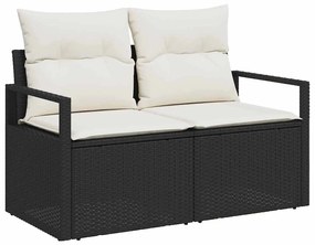 Kerti Kanapé Szett 9 pcs Fekete és krémszínű 287 x 177 x 85 cm