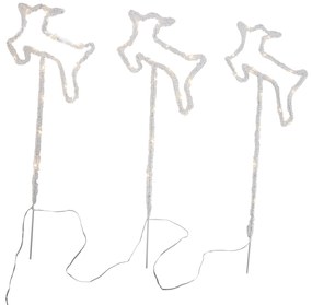 3 darabos karácsonyi reflektor szett fehér szarvas LED-del és időzítővel IP44 - Shika