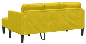Kertiszófa Padokkal és Párnákkal L-alakú Sárga Bársonyos, L-alakú kanapé Sárga 173x131x67 cm Bársony, Pad Sárga 113x57x39 cm Bársony