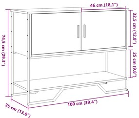 szürke sonoma szerelt fa dohányzóasztal 100x35x74,5 cm