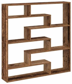 antik fa színű szerelt fa fali kockapolc 7 rekeszes színű