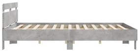 betonszürke ágykeret fejtámlával és LED-del 200 x 200 cm