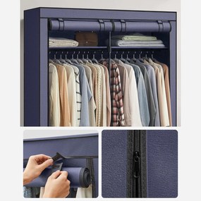 Szövet szekrény, ruhatartó elválasztóval, kék