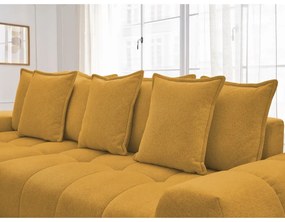 Mustársárga zsenília kinyitható-tárolóhelyes sarokkanapé (bal oldali-heverő résszel) Everest – Bobochic Paris