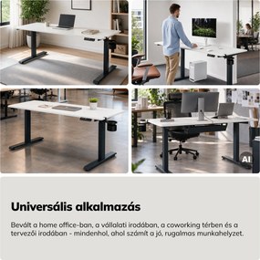 Elektromos íróasztal magasságállítással ergonomikus antracit-fehér, 1600x800 mm: ARIA