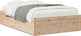 vidaXL tömör fenyőfa ágy matrac nélkül 135 x 190 cm