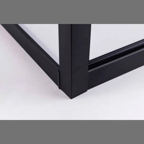 Stuxi Torino Black 120x80 aszimmetrikus szögletes nyílóajtós zuhanykabin 6 mm vízlepergető biztonsági üveggel, matt fekete elemekkel, 200 cm magas