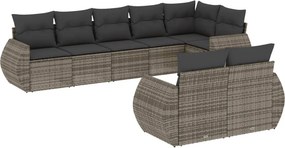 vidaXL 8 részes szürke polyrattan kerti ülőgarnitúra párnákkal