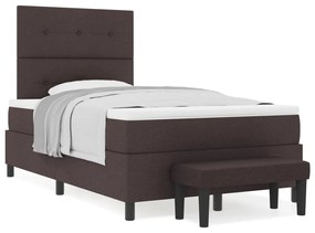 Box Spring Ágy Matraccal és Padlóttal Sötétbarna 120x190 cm Szövet