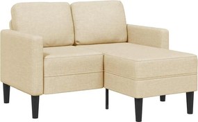 vidaXL krémszínű anyagból 2 üléses kanapé L-alakú kanapéval 125 cm