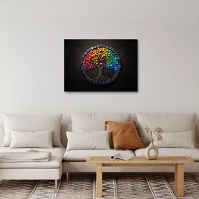 Kép – Fa színes szívekkel (70x50 cm)