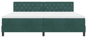 Box Spring Ágy Matrac &amp; LED Sötét Zöld 200x200 cm Bársony