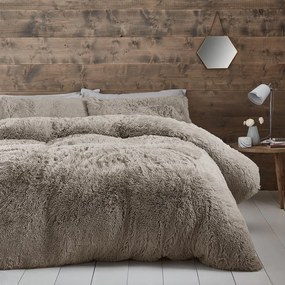 Barna kétszemélyes mikroplüss ágyneműhuzat 200x200 cm Cuddly – Catherine Lansfield