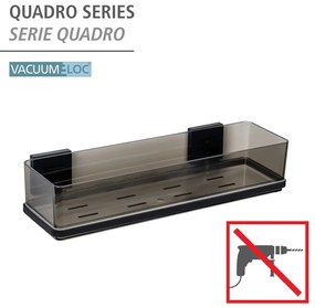 Fekete öntapadós műanyag fürdőszobai polc Quadro – Wenko