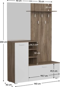 Előszobai készlet, ansberg tölgy/fehér, VETLANDA