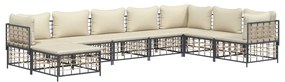 8 részes antracitszürke polyrattan kerti ülőgarnitúra párnákkal