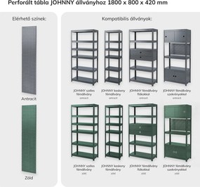 Perforált tábla polchoz antracit: JOHNNY, 2 darab, 1800 x 20 x 420 mm