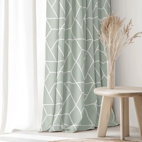 Goldea pamut függöny - mozaik minta, zsálya alapon 140x150 cm