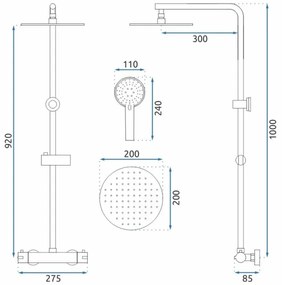 REA-P8804 - BLISS zuhanykészlet termosztátos csapteleppel, matt fekete