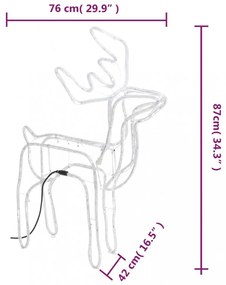 hideg fehér karácsonyi rénszarvas figura 76 x 42 x 87 cm