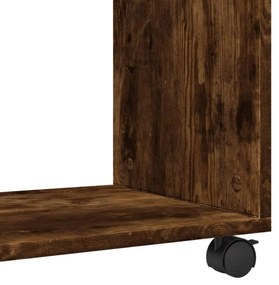 füstös tölgy színű szerelt fa kisasztal kerekekkel 70x35x60 cm