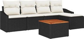 vidaXL Kerti Kanapé Szett tárolóval 6 pcs Fekete és Krém polirattan