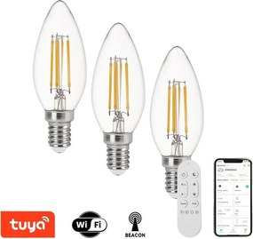 Immax NEO 07807CDO - 3 darabos készlet: dimmelhető, állítható színhőmérsékletű (CCT) LED izzó E14/4W/230V Wi‑Fi + távirányító