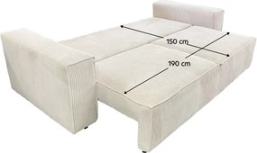 Kihúzható heverő, bézs, HARPERA BIG SOFA
