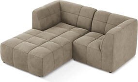 Barna bársony sarokkanapé (bal oldali-heverő résszel) Aloha – Makamii