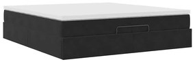 Ottomán ágykeret matracokkal Fekete 200x200cm bársony