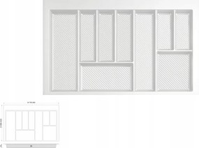 Max fiókbetét 80cm-es szekrényhez evőeszköztartó fehér Rejs