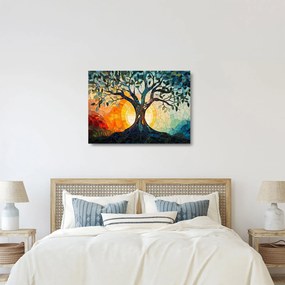 Üveg kép – Mozaik – nap és fa I. (70x50 cm)
