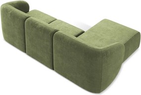 Zöld zsenília sarokkanapé (bal oldali-heverő résszel) Lani – Makamii