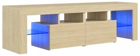 sonoma tölgy színű TV-szekrény LED-lámpákkal 140 x 36,5 x 40 cm