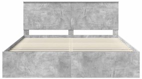 vidaXL Ágykeret fejtámlával Beton 200 x 200 cm Tömör fenyőfa