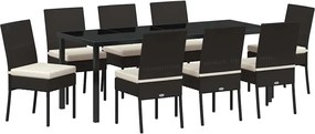vidaXL Kert étkező szett 9 pcs Krém Porszórt acél