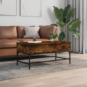Füstös tölgy szerelt fa és fém dohányzóasztal 100 x 50 x 45 cm