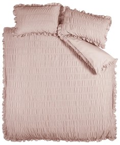 Rózsaszín kétszemélyes-hosszabbított krepp ágyneműhuzat 230x220 cm Seersucker Frill – Catherine Lansfield
